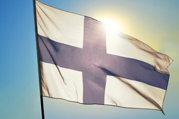 Finland flag waving on the wind