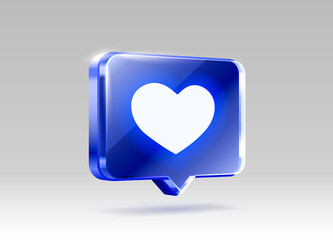 Hand and heart like neon icon, sign follower 3d banner, best post social media. Vector