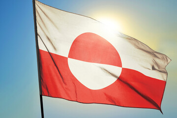Greenland flag waving on the wind