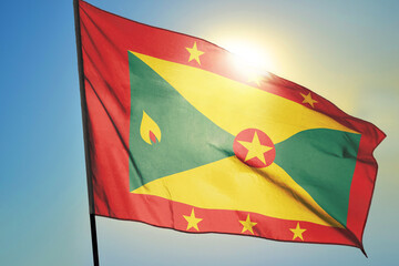 Grenada flag waving on the wind