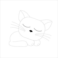 a sleeping kitten drawn in a vector