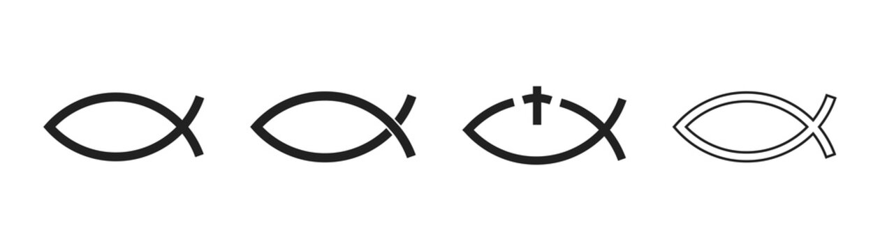 Christian fish symbol. Set of Christian fish . Vector illustration on white background.Religious sign