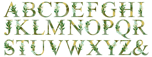 green gold leaves alphabet © Outlander1746