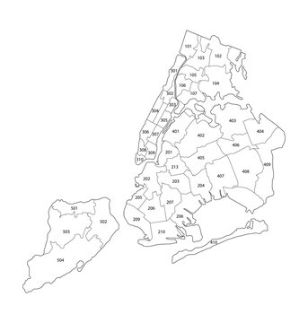 White blank map of New York city