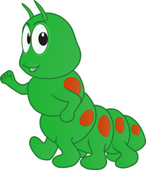 cartoon illustration of a walking caterpillar