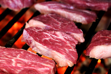 Ancho steak in steak for the barbecue. raw marbled cut