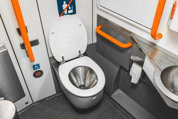 Modern room toilet background in stadler electric train