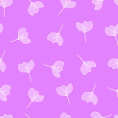 Leaves with stripes veins. Vector seamless pattern botanical illustration. For textiles, fabrics, packaging, paper, candelaria, postcards and wallpaper