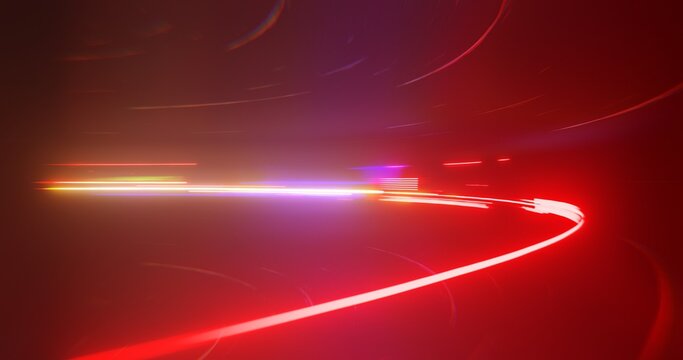 light ray, stripe line with red lights, speed motion background. Abstract design for speed and motion, science, futuristic, energy, modern technology concept background. 3D rendering