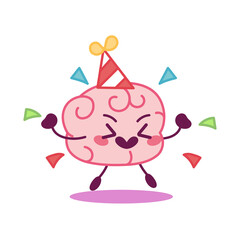 Fototapeta premium Cartoon of a birthday brain - Vector illustration