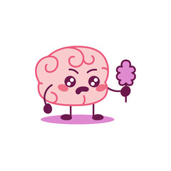 Cartoon of an unhappy brain - Vector illustration