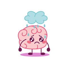 Cartoon of a sad brain - Vector illustration