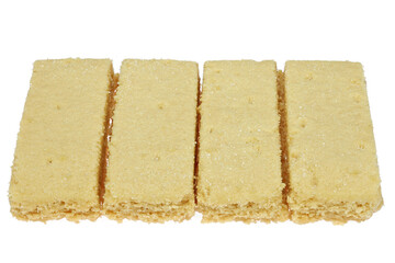 Scottish shortbread fingers isolated on white background