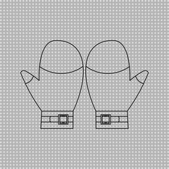 Mitten outline cartoon clipart on transparent background. Vector image.
