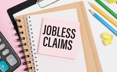Fototapeta na wymiar Unemployment claim form on white background top view copy space