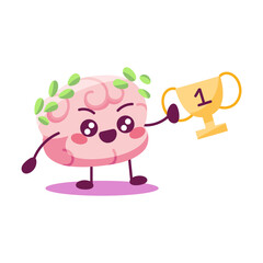 Cartoon of a winning brain - Vector illustration