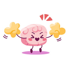 Cartoon of an excited brain - Vector illustration