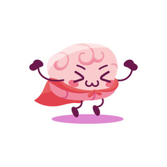 Cartoon of a superhero brain - Vector illustration