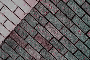 Multicolored diagonal parts of a brick wall of different sizes
