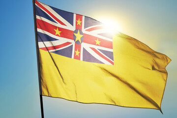 Niue flag waving on the wind