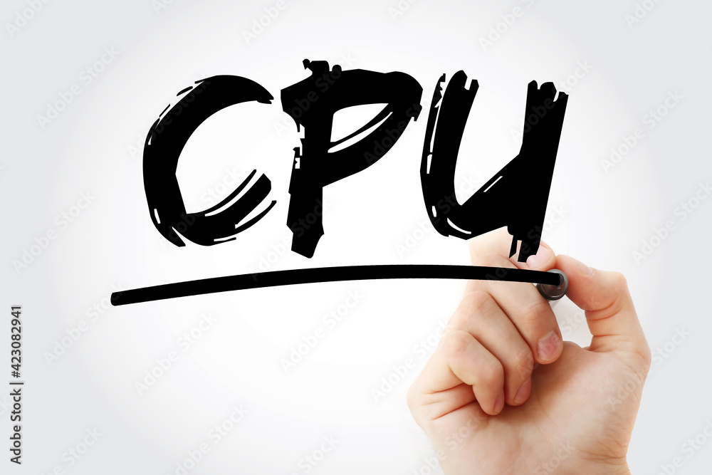 Fototapete cpu - central processing unit text with marker, concept background