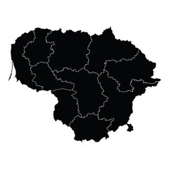 Lithuania country map vector with regional areas