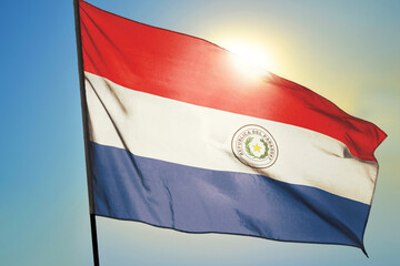 Paraguay flag waving on the wind