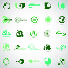 set of green icons