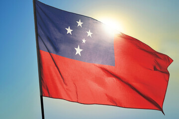 Samoa flag waving on the wind
