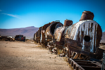 train cemetery, salar de uyuni, bolivia