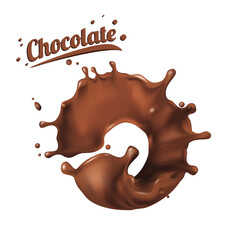 splashes of chocolate. spots 3D.Abstract realistic chocolate drop with splashes isolated on white background.element for advertising, package design. vector
