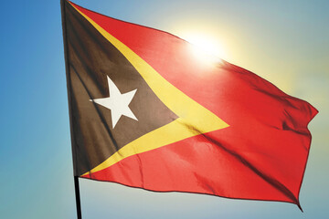 East Timor flag waving on the wind