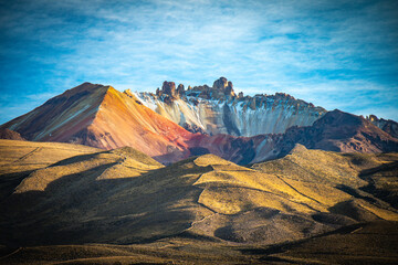 volcano tunupa, salar de uyuni, salt flats, bolivia - obrazy, fototapety, plakaty