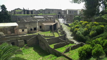 pompeii ruins as viewed from outside the main entrance