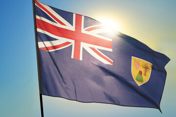 Turks and Caicos Islands flag waving on the wind
