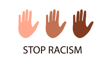 Stop racism banner skin color hands