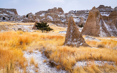 winter landscape in badlands np