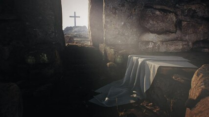 Rock opening into Jesus Christ tomb