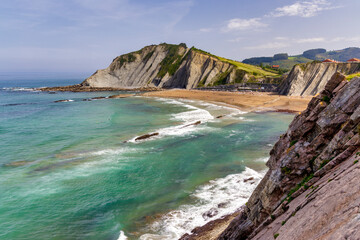 Fototapeta na wymiar Flysch in the coast of Zumaia, Basque Coast Unesco Geopark, Spain.