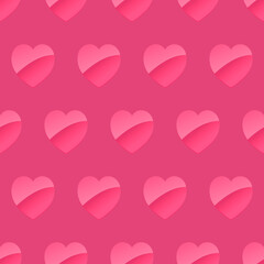 Pink Background And Pink Hearts Pattern. Vector Pink Seamless Wallpaper Pattern.