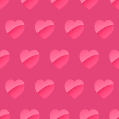 Pink Background And Pink Hearts Pattern. Vector Pink Seamless Wallpaper Pattern.