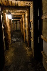 Fototapeta na wymiar Mining corridors in a mine for hard coal mining.