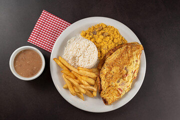 Prato Feito - Arroz, feijão, farofa e omelete