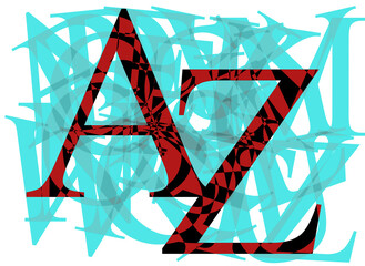 an A and a Z in front of the entire alphabet mashed together representing dyslexia and how confusing words can be