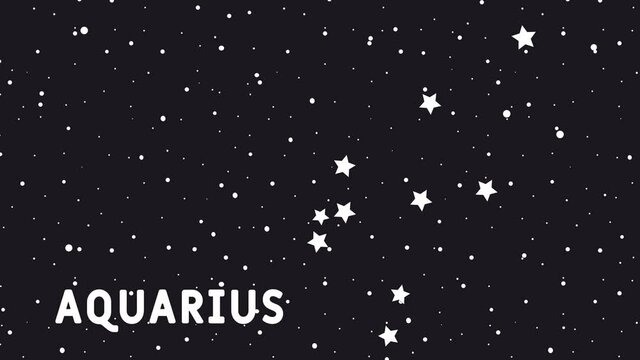 aquarius - Animated zodiac constellation and horoscope symbol wih starfield space background. aquarius signs, zodiac background.