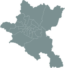 Obraz na płótnie Canvas Simple gray vector map with white borders of districts of Sofia, Bulgaria