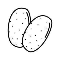 Vector line art potatoes for coloring. Isolated vegetable silhouette. Simple food pictogram in cartoon style
