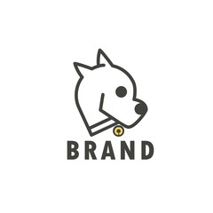 Dog Head logo concept design line art with a bell bracelet