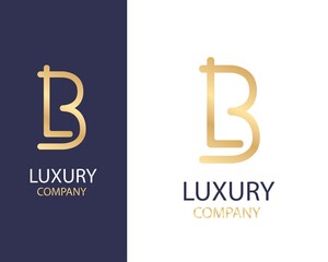 Premium Vector LB Logo in two color variations. Beautiful Logotype design for luxury company branding. Elegant identity design in blue and gold.