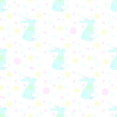 Easter vector pattern with bunny on rainbow background Easter spring seamless baby background